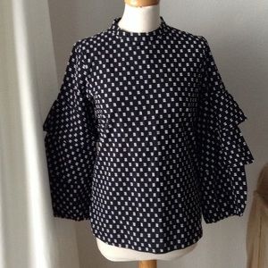 LOFT button-backed tiered sleeved blouse